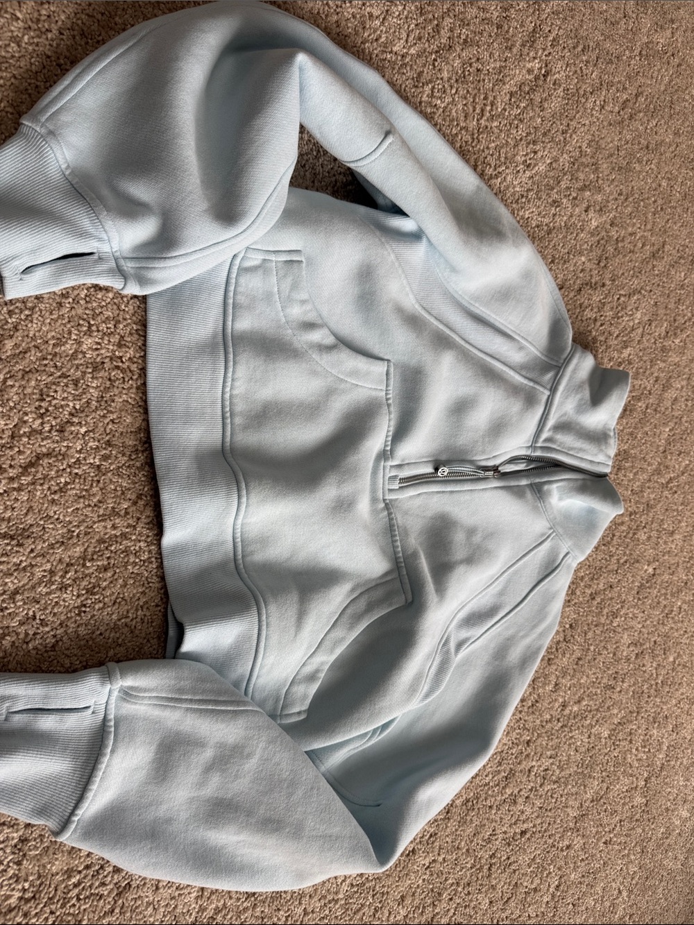 lululemon athletica Light Blue Half-Zip Cowl Sweatshirt